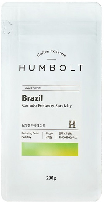 훔볼트 스페셜티 브라질 피베리 싱글 커피 원두, 200g, 1개