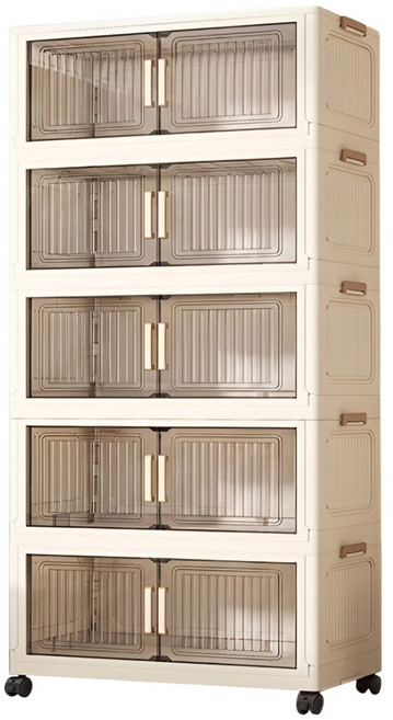 ONE HOUSE 品匠雙開磁吸折疊收納櫃 OH-R111-705 5層 350L, A 咖啡色