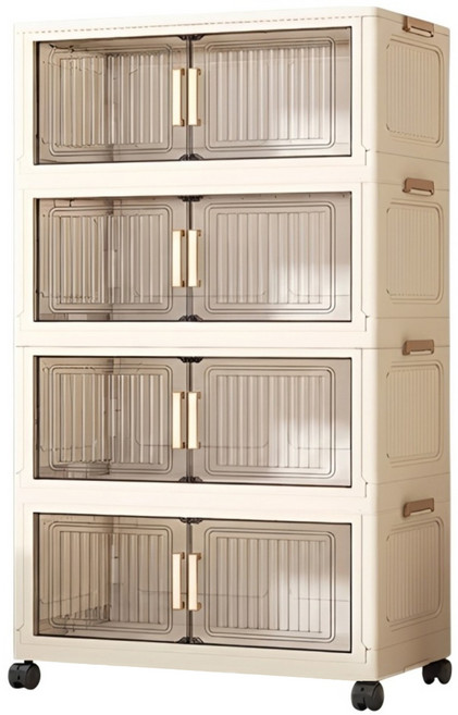 ONE HOUSE 品匠雙開磁吸折疊收納櫃 OH-R111-604 4層 180L, A 咖啡色
