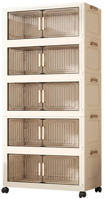 ONE HOUSE 品匠雙開磁吸折疊收納櫃 OH-R111-605 5層 225L, A 咖啡色