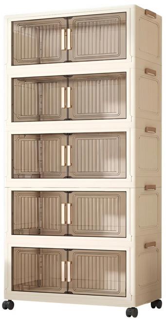 ONE HOUSE 品匠雙開磁吸折疊收納櫃 OH-R111-805 5層 500L, A 咖啡色