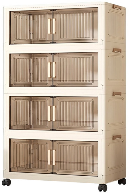 ONE HOUSE 品匠雙開磁吸折疊收納櫃 OH-R111-704 4層 280L, A 咖啡色
