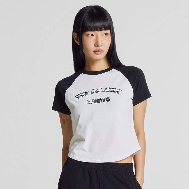 뉴발란스 여성용 W 빈티지 레글런 SLIM FIT 반팔티 NBNEG2W012