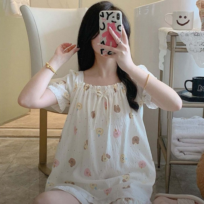 2Estar 女款涼感方領睡衣上衣 下褲