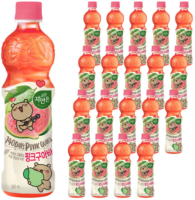 자연은 핑크구아바 음료, 20개, 500ml