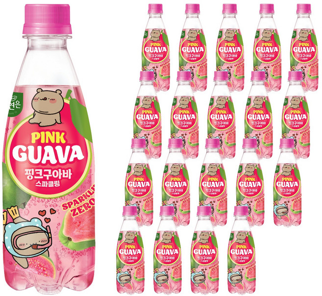 자연은 핑크구아바 스파클링 음료, 20개, 350ml