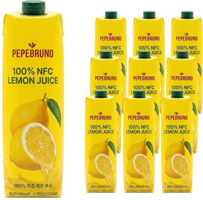 페페브루노 NFC 레몬즙, 10개, 1L