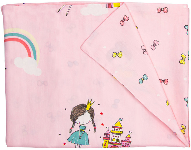 OhBabyLying 拉鍊式全包覆床罩 適用尺寸120 x 60cm, 粉色公主, 1個