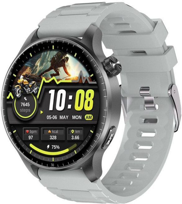 와피크 AI운동인식 AMOLED 대화면 블루투스 통화 스마트워치 ST50, GPS + 블루투스, 3.8cm, 실버