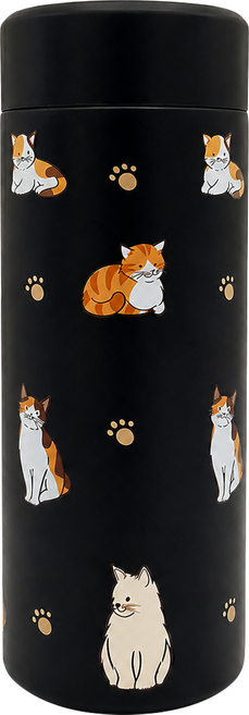 CLARE 不銹鋼保溫杯 神氣貓旋轉杯, 黑色, 1個, 500ml