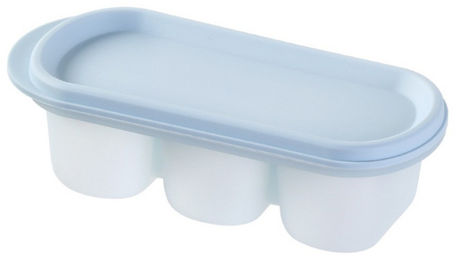 FaSoLa 食品用矽膠3格製冰格/製冰盒, 1個, 晴空藍