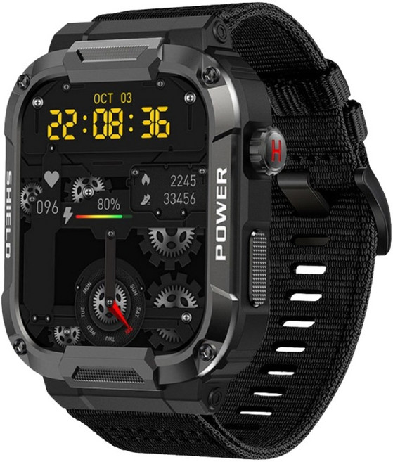 DTAudio MK66-NK IPS Display 軍規 智慧手錶 方形 1.96" Bluetooth Calling IP68 尼龍黑 110+ Sport Modes Android/iOS Compatible