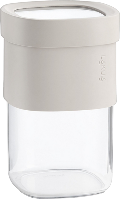 LeKue 雙容量密封收納罐 燕麥棕 850ml, 1個, 容器 + 蓋子