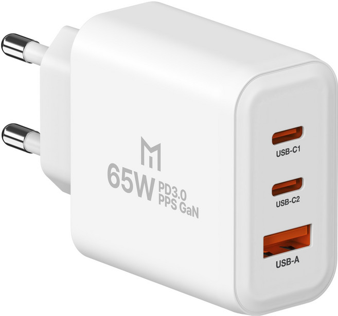 모란카노 65W GaN PPS 초고속 3포트 충전기, 화이트, 1개