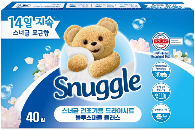 스너글 건조기용 드라이시트 블루스파클 플러스, 40개입, 1개