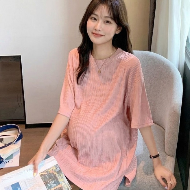 아이캔심플 요루 주름 에어핏 루즈핏 임산부 롱티셔츠
