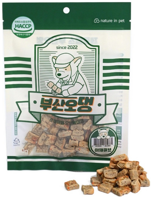 네이처인펫 강아지 부산오멍 큐브, 야채, 100g, 2개