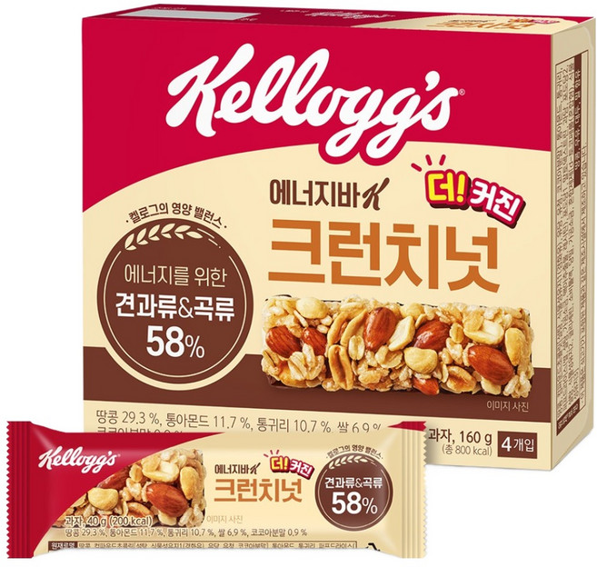 켈로그 에너지바K 크런치넛 4p, 1개, 160g