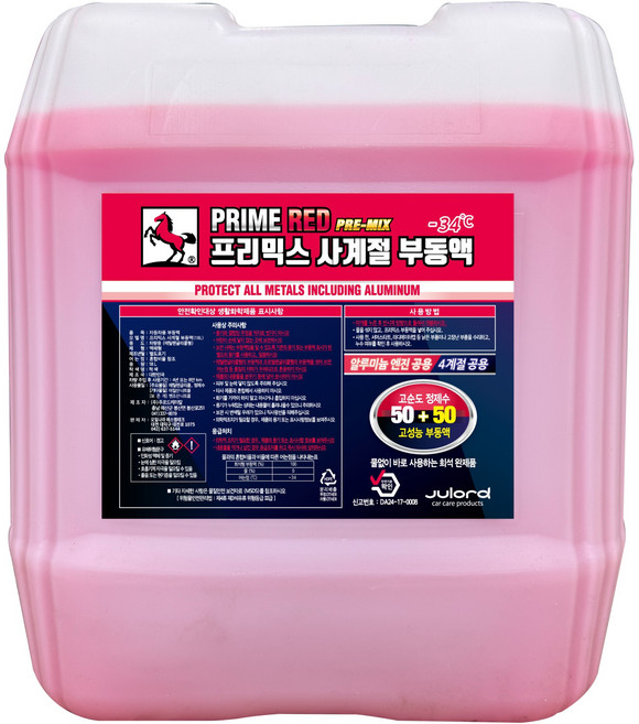 말표 물없이 바로쓰는 50:50 프리믹스 프리미엄 사계절 빨강 차량용 부동액, 1개, 18L