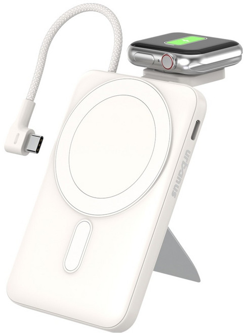어반어스 Qi2 호환 PD 22.5W 고속충전 갤럭시 애플워치 거치대 맥세이프 보조배터리 10000mAh, 화이트, UB-Q2AD23W10