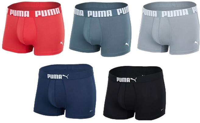 PUMA 男士立體剪裁清新護理Logo點綴四角褲5件組