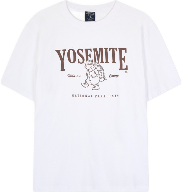 WHO.A.U 男女通用 Yosemite Logo T恤, 39 象牙白