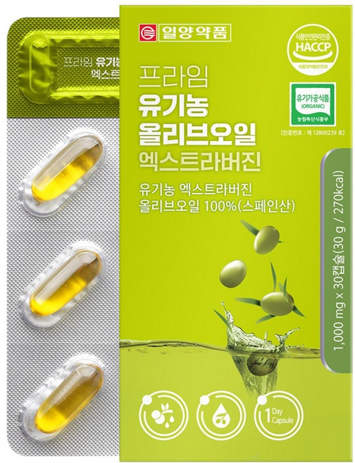 일양약품 프라임 유기농 올리브오일 엑스트라버진 30g, 1개, 30정