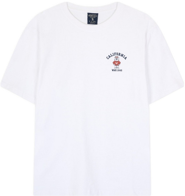 WHO.A.U 男女通用 California Bear Printing T-shirt, 39 Ivory