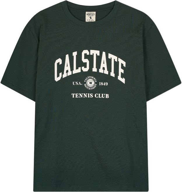 WHO.A.U 男女通用 Calstate Logo T恤, 62 獵人綠
