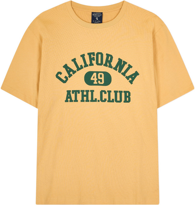 WHO.A.U 男女通用 California Athl Club T恤, 30 黃色
