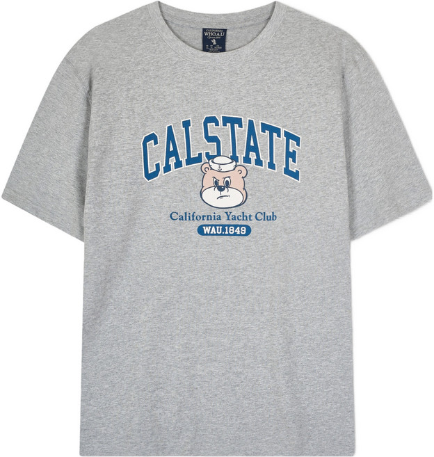 WHO.A.U 男女通用 Calstate Bear T恤, AC 麻灰色