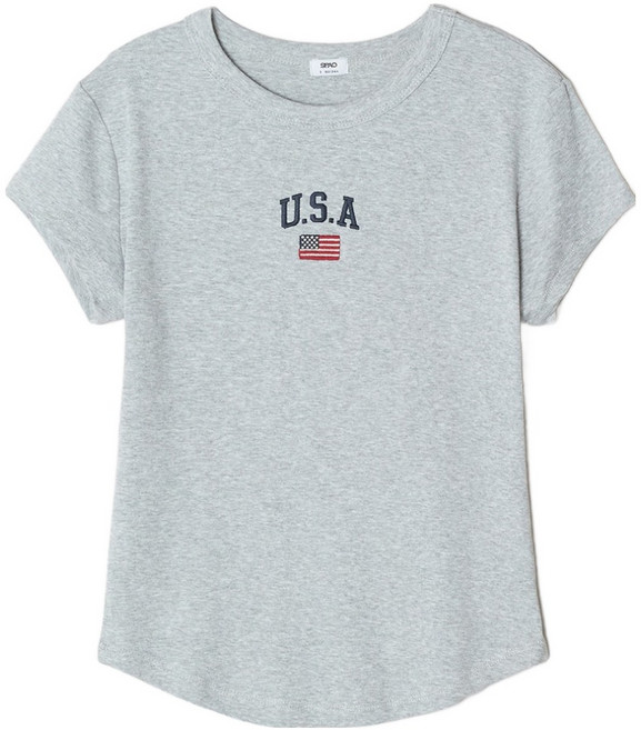 스파오 여성용 U S A 슬림핏 반팔 티셔츠