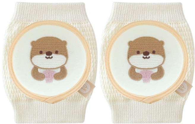 BABY&I 嬰幼兒柔軟刺繡護膝 雙腳套組, 貝殼水獺, 1套
