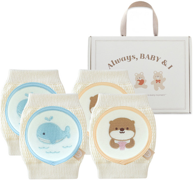 BABY&I 柔軟刺繡護膝 2款 x 2件組