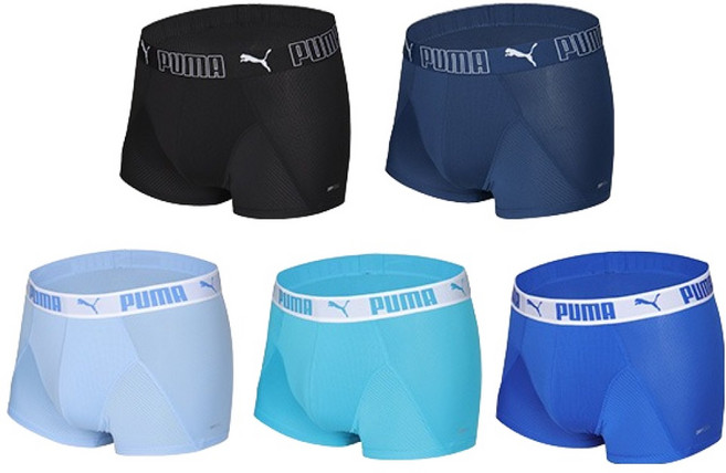 PUMA 男士雙層網眼空氣感平口褲5件組