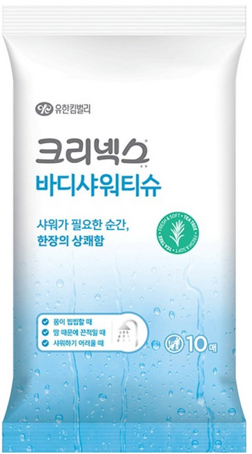 크리넥스 바디샤워티슈, 1개, 10매, 50g