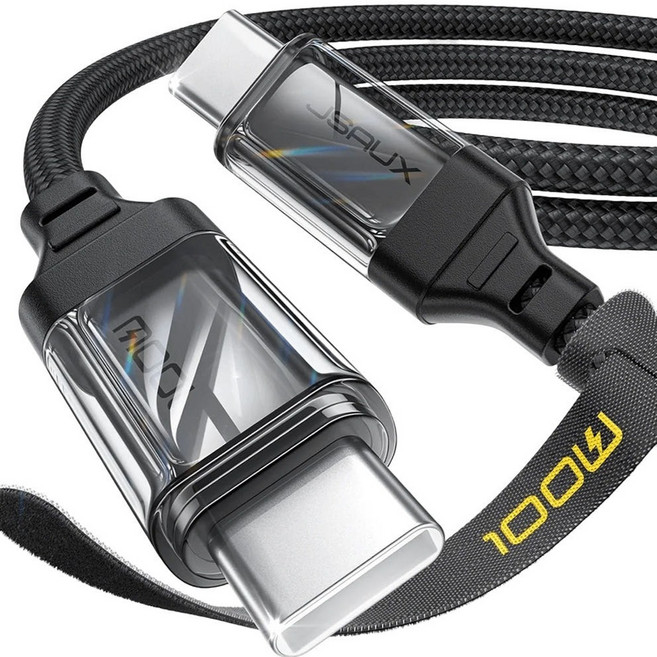 JSAUX Type-C to Type-C USB PD 100W 5A 高速充電線, 黑色, 1個, 2m