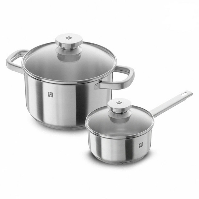 ZWILLING 雙人 Joy不鏽鋼單柄鍋16cm + 雙耳湯鍋20cm, 銀色, 1套, 蓋子