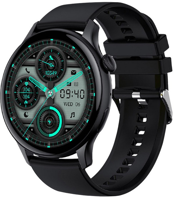 DTAudio AMOLED 鋅合金+鋼化玻璃 智慧手錶 圓形 1.43" IP65防水 矽膠黑 5-7 Days Battery Life 多種運動模式 手機相容 DTA-HK85