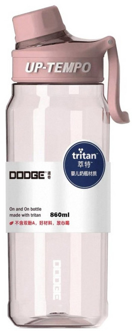 DODGE 道奇 食品級Tritan 運動水壺, 粉紅色, 1個, 860ml