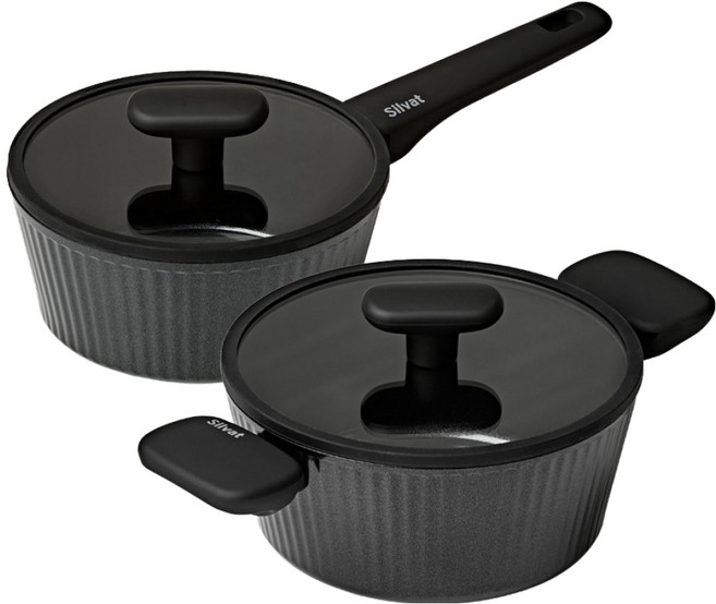 실바트 인덕션 벨리나 단조 티타늄 IH 냄비세트 2개, 블랙, 1세트, 편수냄비 18cm + 양수냄비 20cm