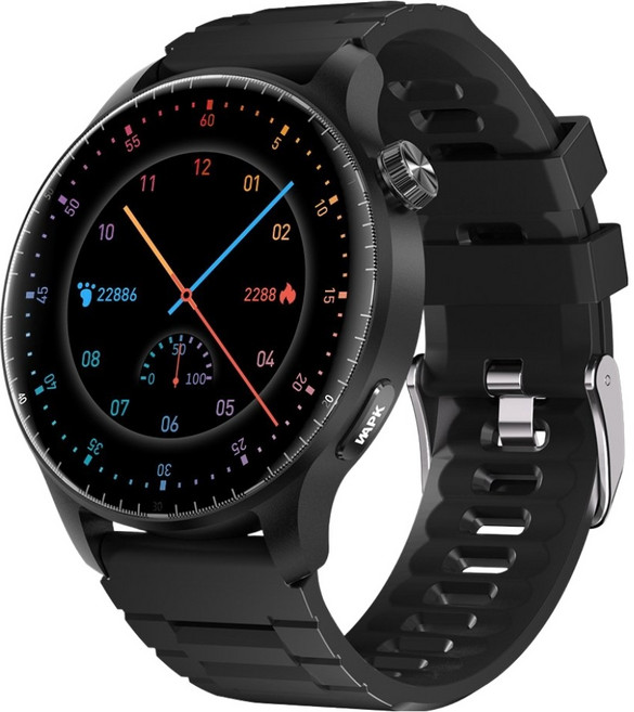 와피크 AI운동인식 AMOLED 대화면 블루투스 통화 스마트워치 ST50, GPS + 블루투스, 3.8cm, 블랙
