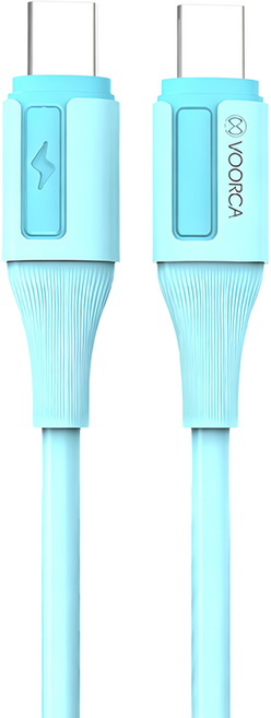 VOORCA USB-C To USB-C 極光硅膠充電線, 淺藍色, 1條, 120cm