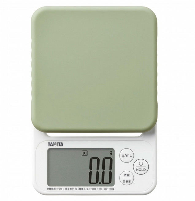 TANITA 塔尼達 矽膠可拆洗電子磅秤, 綠色, KJ-222GR, 2kg