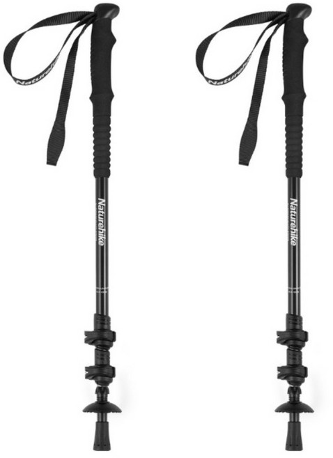 Naturehike 挪客 晴雪Base6061鋁合金登山杖2件組, 黑色, 1套