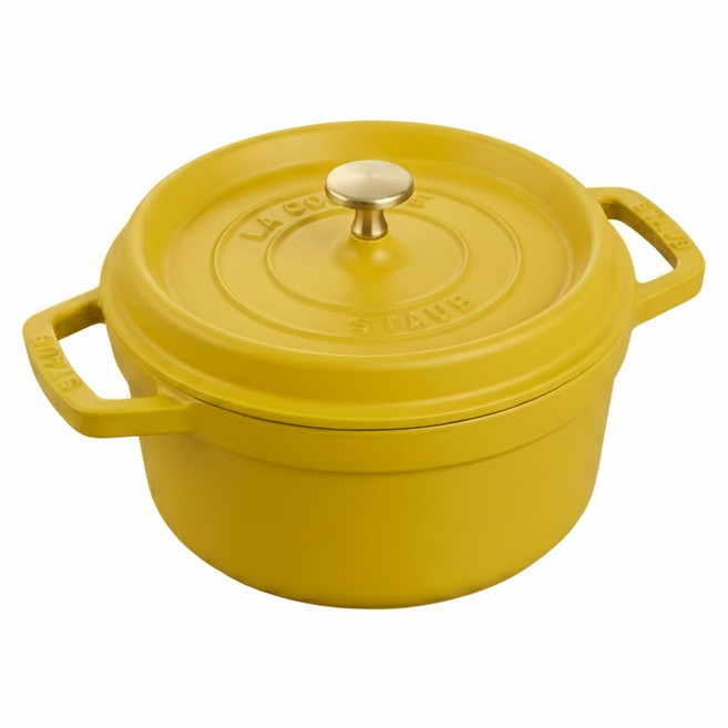 staub 圓形琺瑯鑄鐵鍋 + 鍋蓋, 檸檬黃, 1個, 18cm