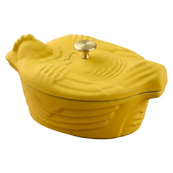 staub 咕咕雞 橢圓琺瑯鑄鐵鍋 + 鍋蓋, 檸檬黃, 1個, 11cm