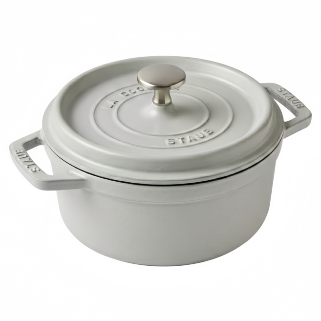 staub 圓形琺瑯鑄鐵鍋 + 鍋蓋, 松露白, 1個, 18cm