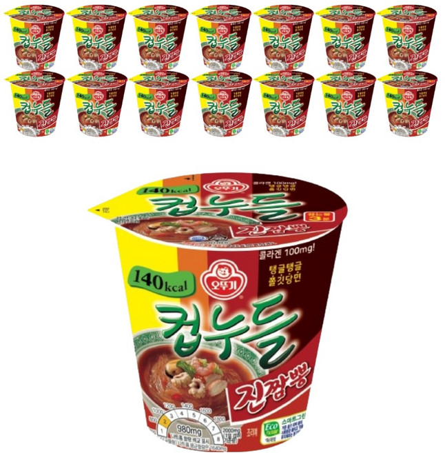 오뚜기컵누들 진짬뽕 컵 38g, 15개