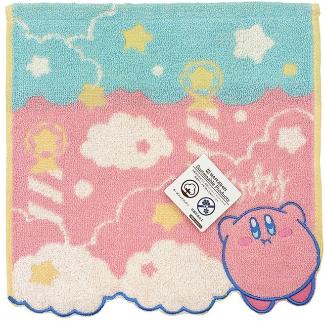 MARUSHIN 丸真 星之卡比 造型純棉小方巾 飛向雲端, 1個